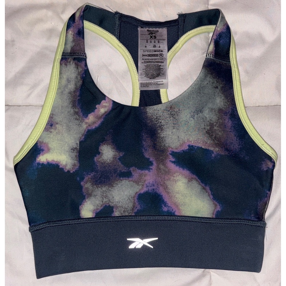 Reebok Full Coverage Medium Support Tie Dye Sports Bra, Size XS
